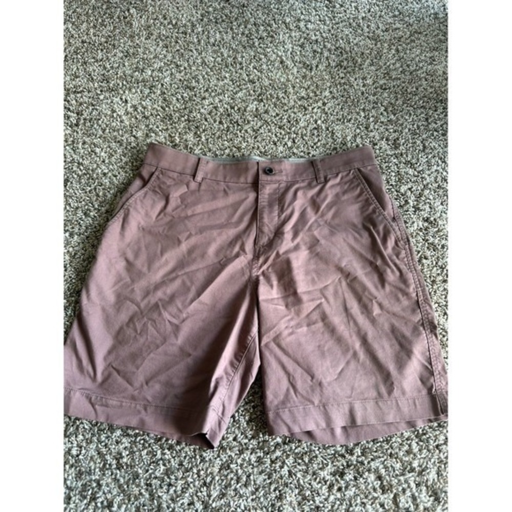 Nike Dri Fit Mens Golf Shorts Sz L Brown Flat Front Athletic Performance